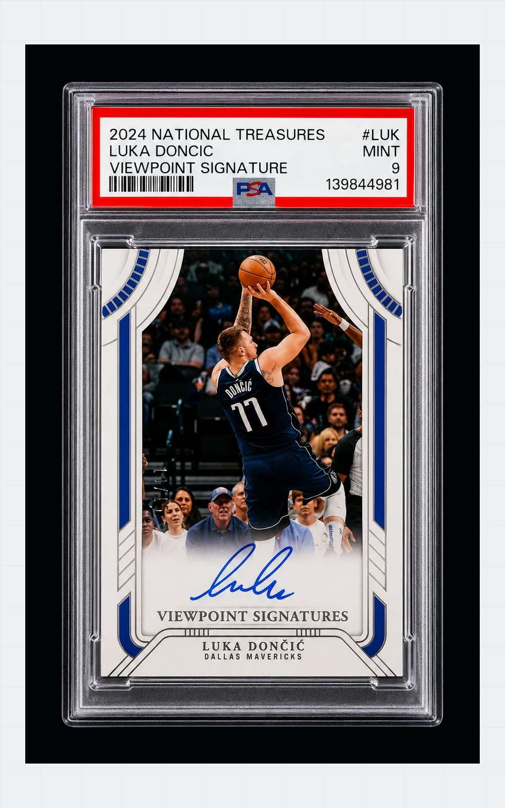 2024 National Treasures Luka Dončić Viewpoint Signature graded PSA 9